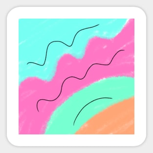 Pink green orange watercolor abstract art Sticker